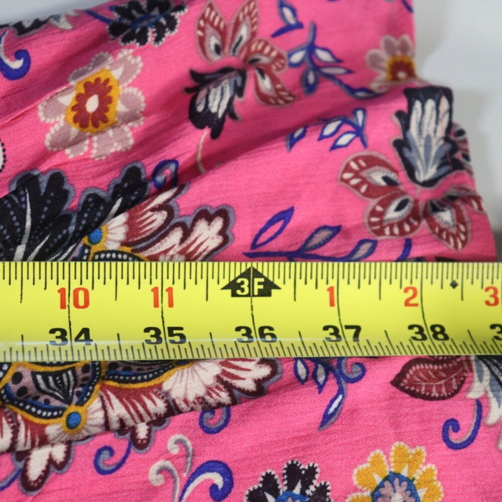 Loft Flutter Sleeve Ruffle Hem Pink Floral V Neck Dress Open Back Size 20 - Picture 12 of 14